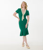 Unique Vintage Forest Green Holloway Wiggle Dress