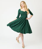 Unique Vintage Forest Green Lamar Swing Dress - Unique Vintage - Womens, DRESSES, SWING