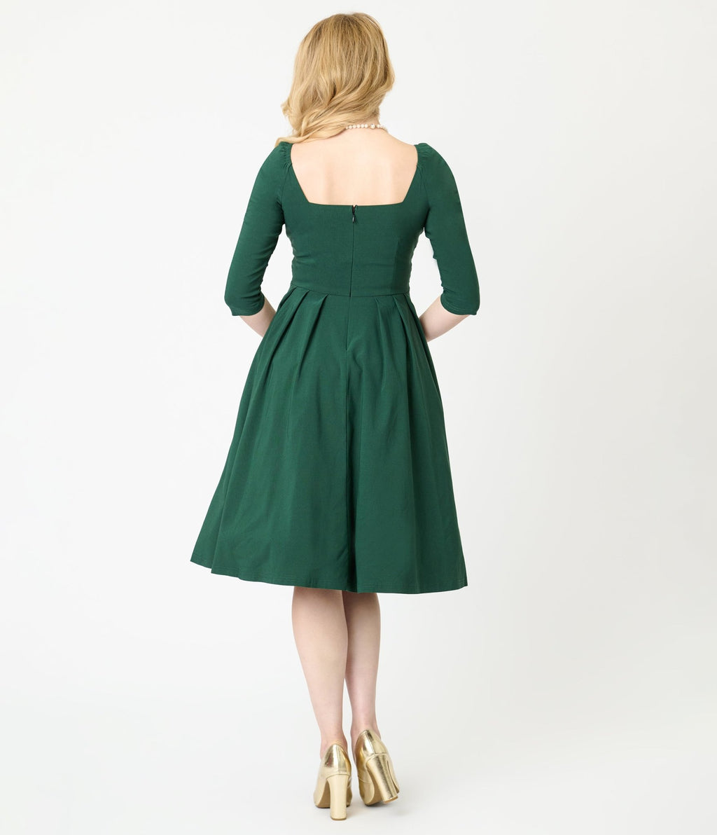 Unique Vintage Forest Green Lamar Swing Dress - Unique Vintage - Womens, DRESSES, SWING