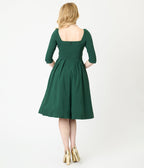 Unique Vintage Forest Green Lamar Swing Dress - Unique Vintage - Womens, DRESSES, SWING