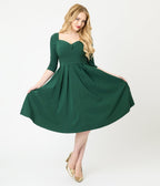 Unique Vintage Forest Green Lamar Swing Dress - Unique Vintage - Womens, DRESSES, SWING