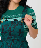 Unique Vintage Forest Green Sasquatch Brionne Pinafore Skirt - Unique Vintage - Womens, BOTTOMS, SKIRTS