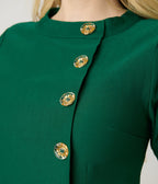 Unique Vintage Green Button Swing Dress - Unique Vintage - Womens, DRESSES, SWING