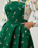 Unique Vintage Green & Candy Cane Stamp Brionne Pinafore Skirt - Unique Vintage - Womens, BOTTOMS, SKIRTS