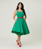 Unique Vintage Green & Candy Cane Stripe Swing Dress - Unique Vintage - Womens, DRESSES, SWING