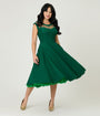 Unique Vintage Green Diamond Cable Swing Dress