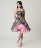 Unique Vintage Green Ditzy Floral Sweetheart Cotton Swing Dress - Unique Vintage - Womens, DRESSES, SWING