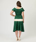 Unique Vintage Green Floral Jacquard Wilshire Flapper Dress - Unique Vintage - Womens, FLAPPER, SLEEVELESS NON BEADED