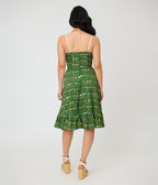 Unique Vintage Green Floral Sweetheart Swing Dress - Unique Vintage - Womens, DRESSES, SWING