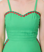Unique Vintage Green & Fruit Trim Cotton Flare Dress - Unique Vintage - Womens, DRESSES, FIT AND FLARE
