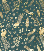 Unique Vintage Green & Gold Foil Peacock Printed Scarf - Unique Vintage - Womens, ACCESSORIES, HAIR
