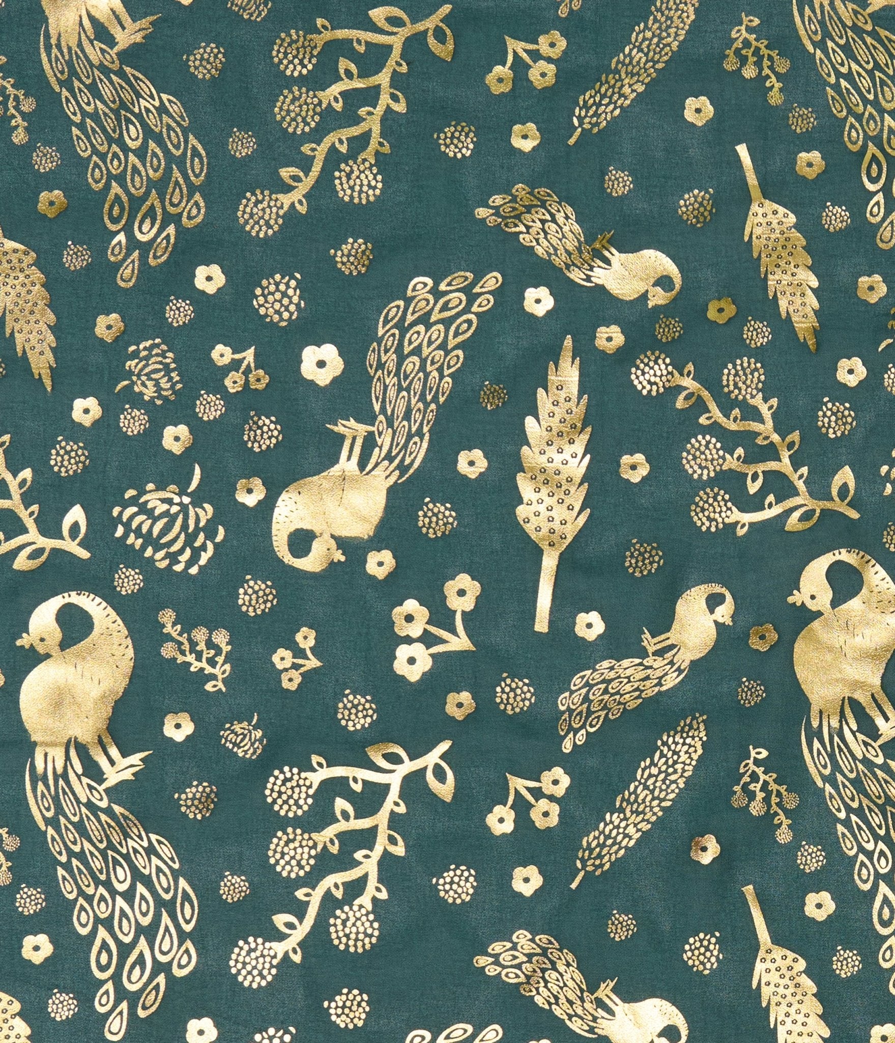 Unique Vintage Green & Gold Foil Peacock Printed Scarf - Unique Vintage - Womens, ACCESSORIES, HAIR