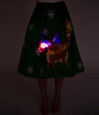 Unique Vintage Green Green Red Nose Reindeer Soda Shop Swing Skirt - Unique Vintage - Womens, BOTTOMS, SKIRTS