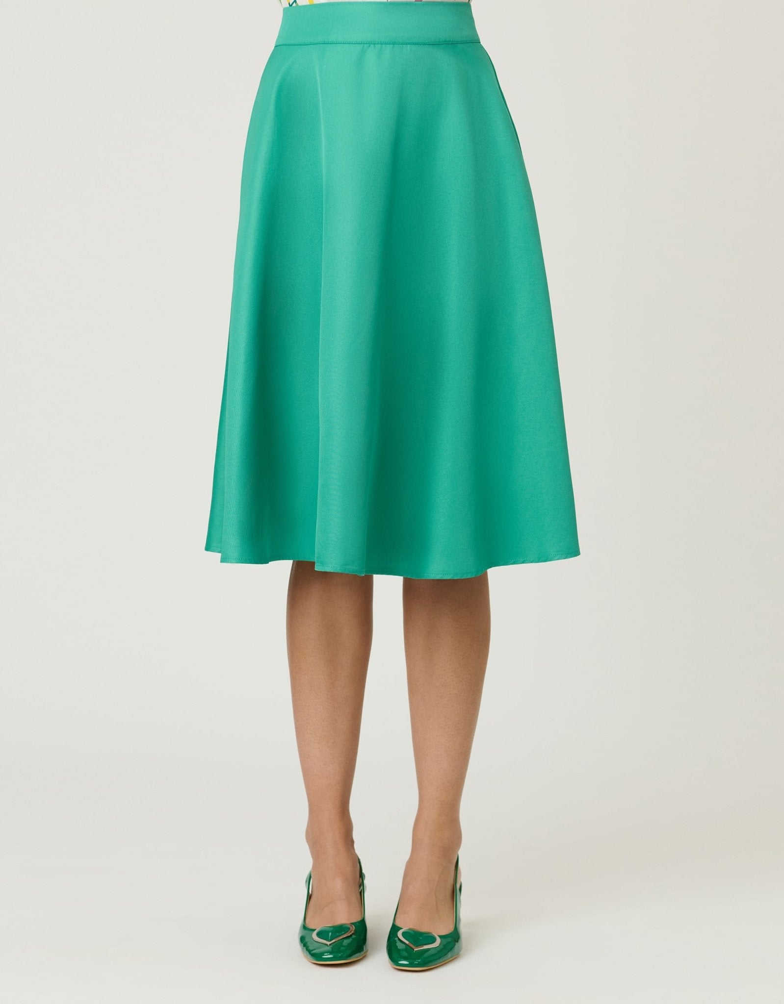 Unique Vintage Green High Waist Vivien Swing Skirt - Unique Vintage - Womens, BOTTOMS, SKIRTS