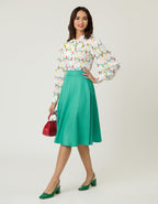 Unique Vintage Green High Waist Vivien Swing Skirt - Unique Vintage - Womens, BOTTOMS, SKIRTS