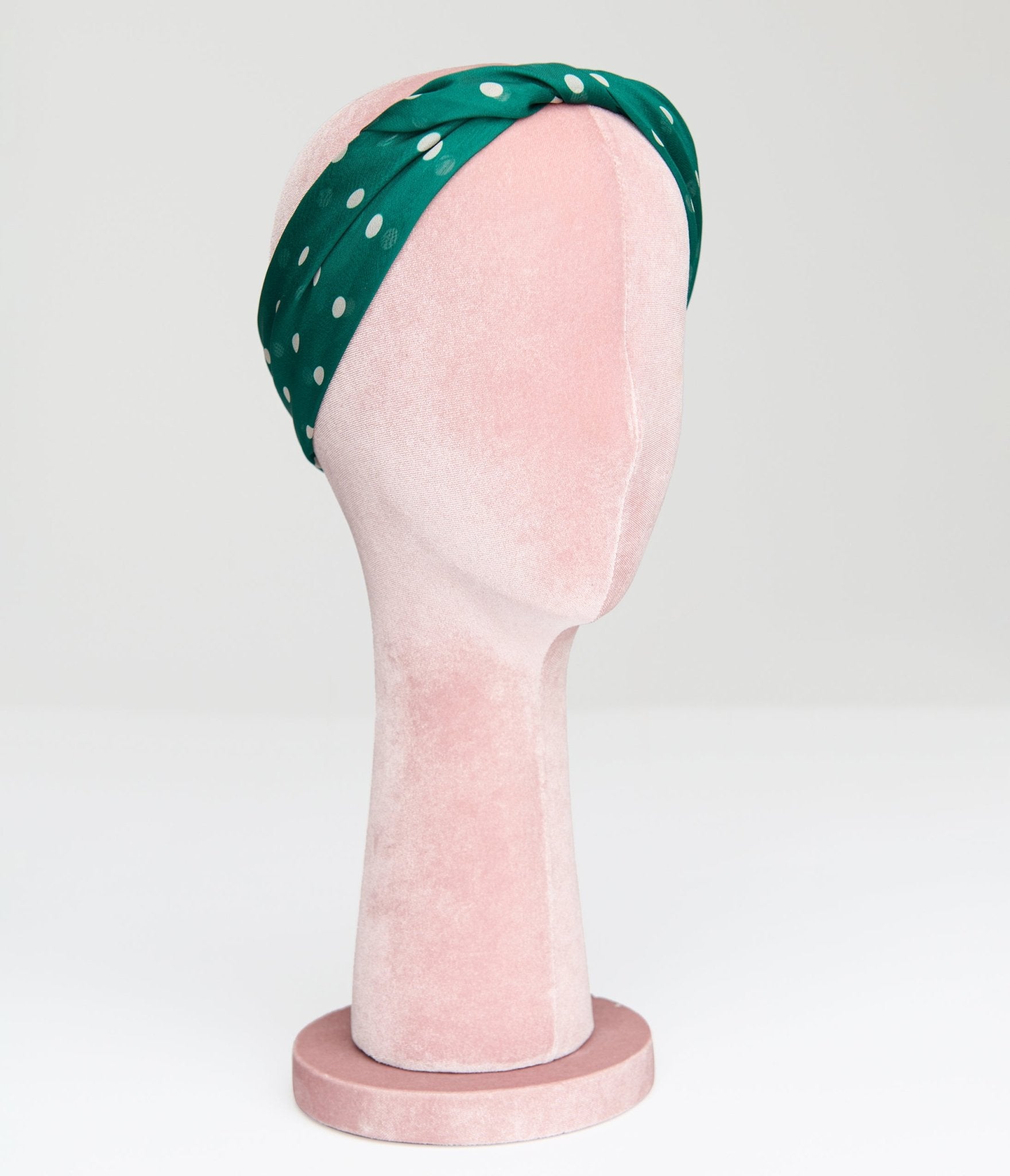 Unique Vintage Green & Ivory Polka Dot Hair Scarf - Unique Vintage - Womens, ACCESSORIES, HAIR