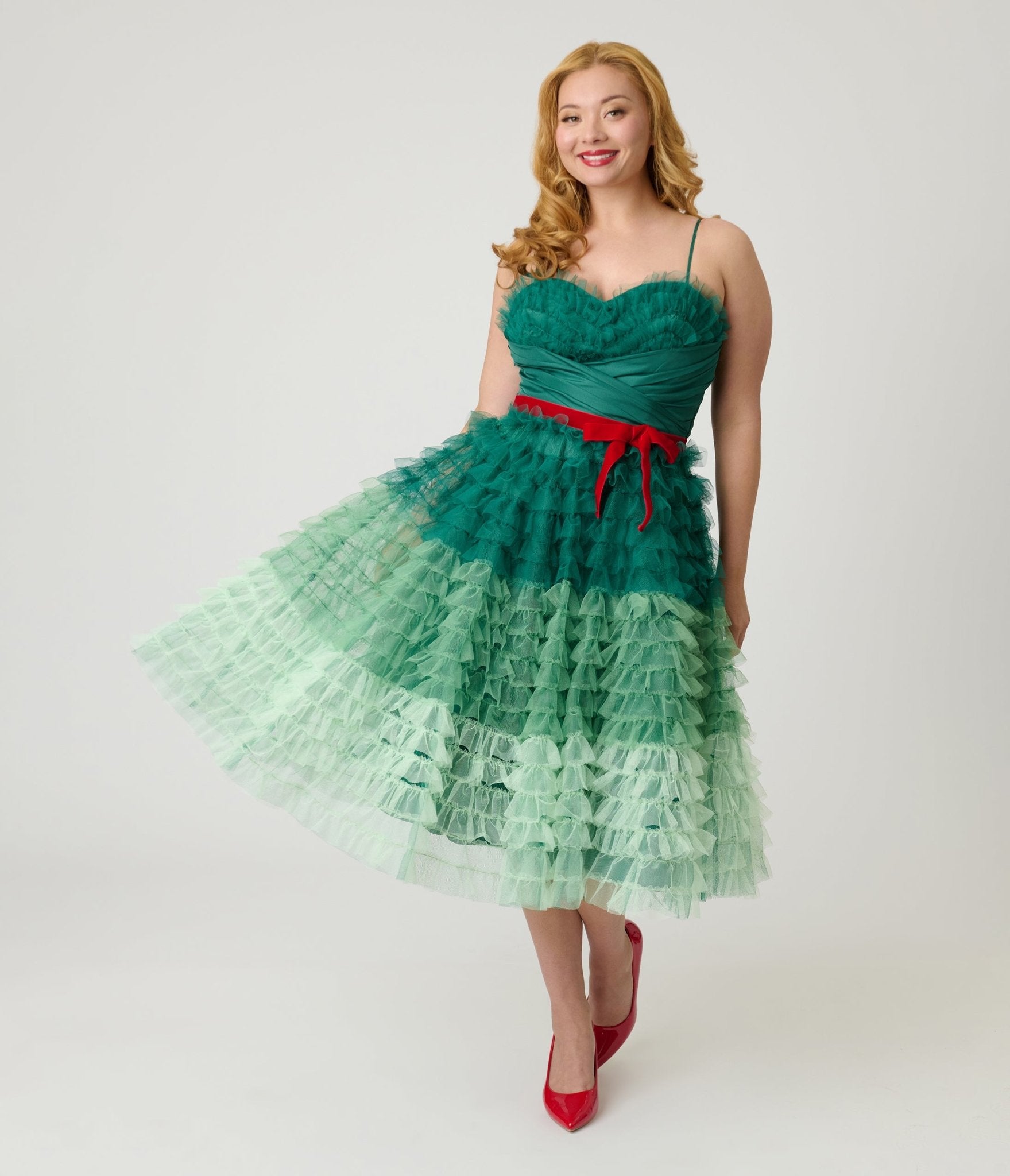 Unique Vintage Green Ombre Tulle Cupcake Swing Dress - Unique Vintage - Womens, DRESSES, PROM AND SPECIAL OCCASION