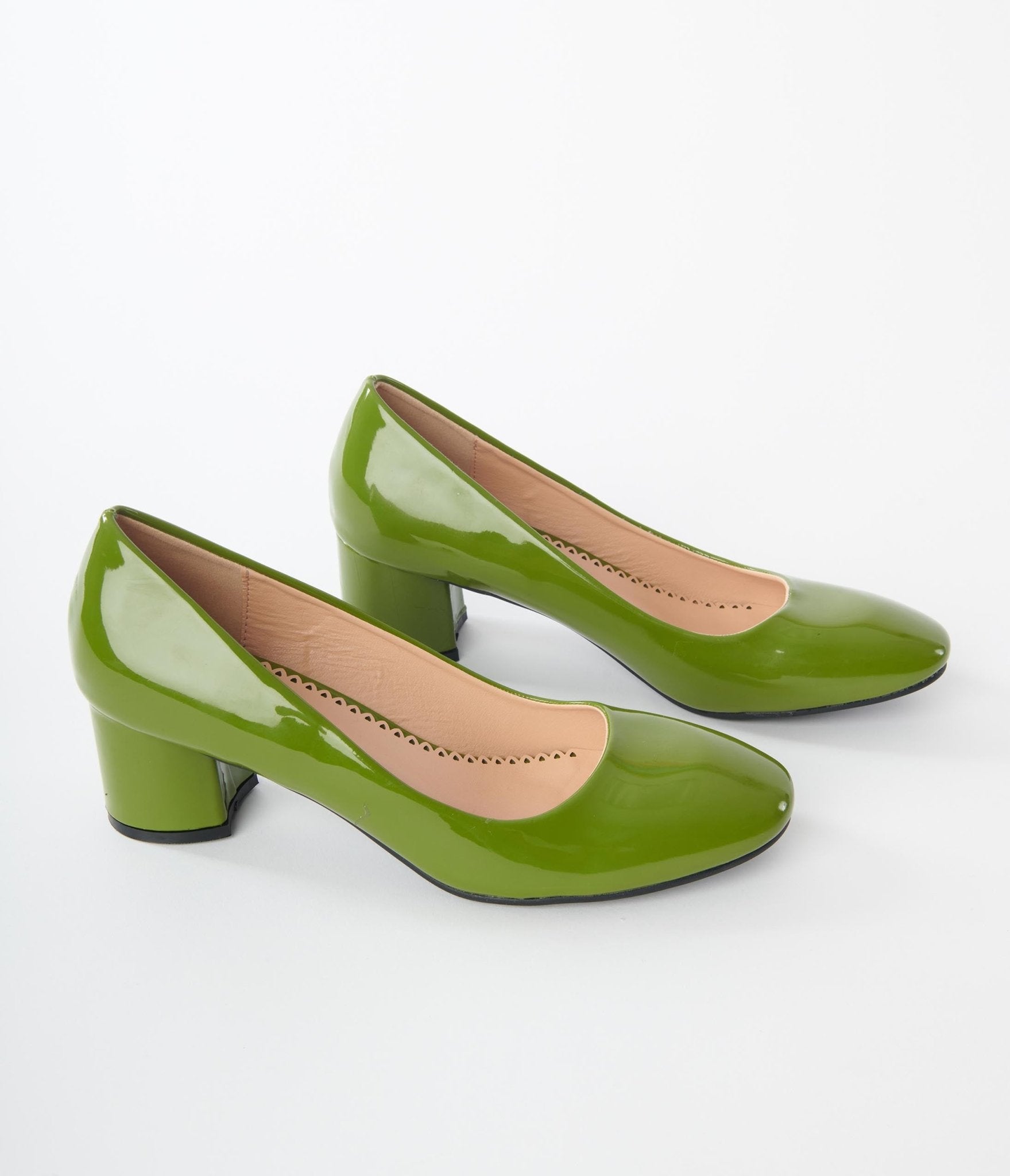 Unique Vintage Green Patent Block Heels - Unique Vintage - Womens, SHOES, HEELS