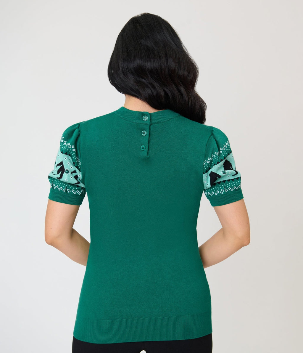 Unique Vintage Green Sasquatch Fair Isle Paige Sweater - Unique Vintage - Womens, TOPS, SWEATERS