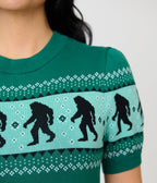 Unique Vintage Green Sasquatch Fair Isle Paige Sweater - Unique Vintage - Womens, TOPS, SWEATERS