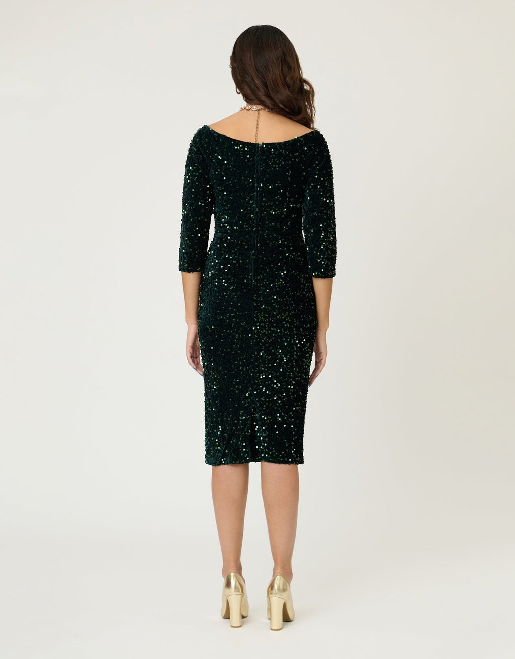 Unique Vintage Green Sequin Shailene Pencil Dress - Unique Vintage - Womens, DRESSES, WIGGLE