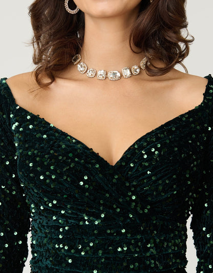 Unique Vintage Green Sequin Shailene Pencil Dress - Unique Vintage - Womens, DRESSES, WIGGLE