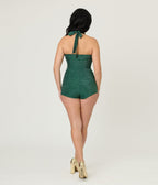 Unique Vintage Green Shimmer Romper & Sarong Set - Unique Vintage - Womens, BOTTOMS, ROMPERS AND JUMPSUITS