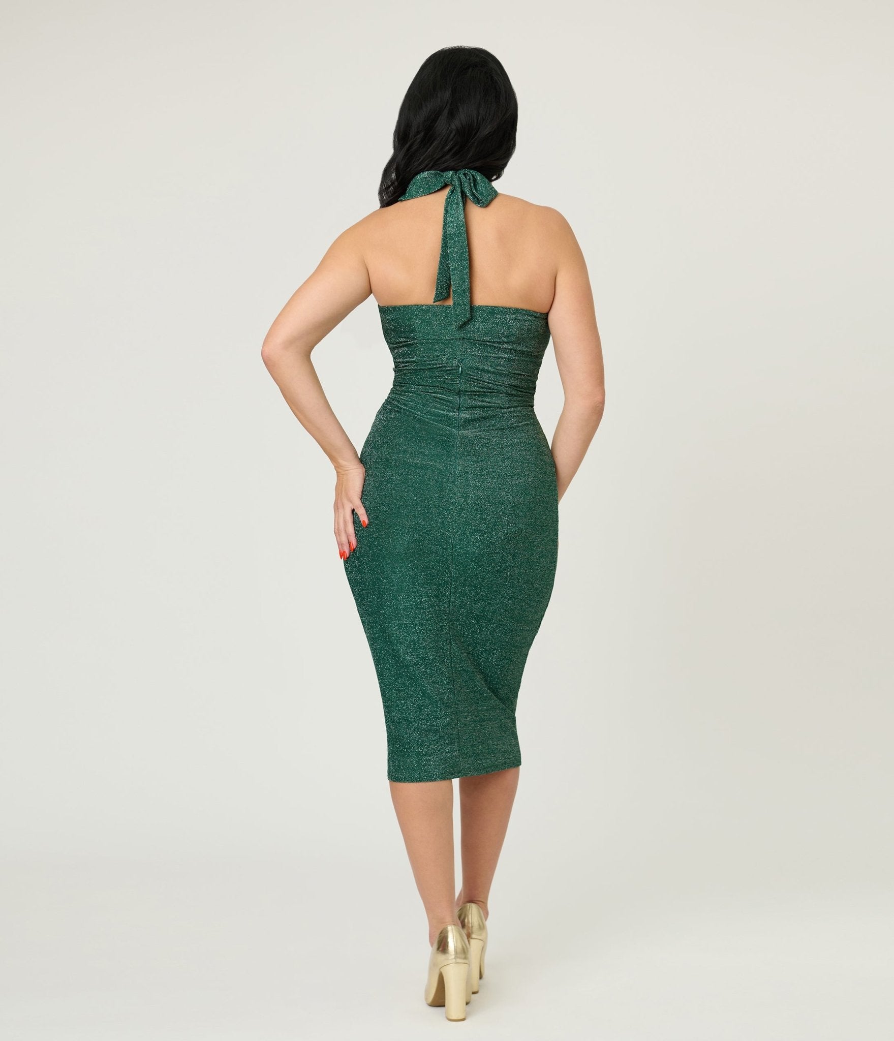 Unique Vintage Green Shimmer Romper & Sarong Set - Unique Vintage - Womens, BOTTOMS, ROMPERS AND JUMPSUITS