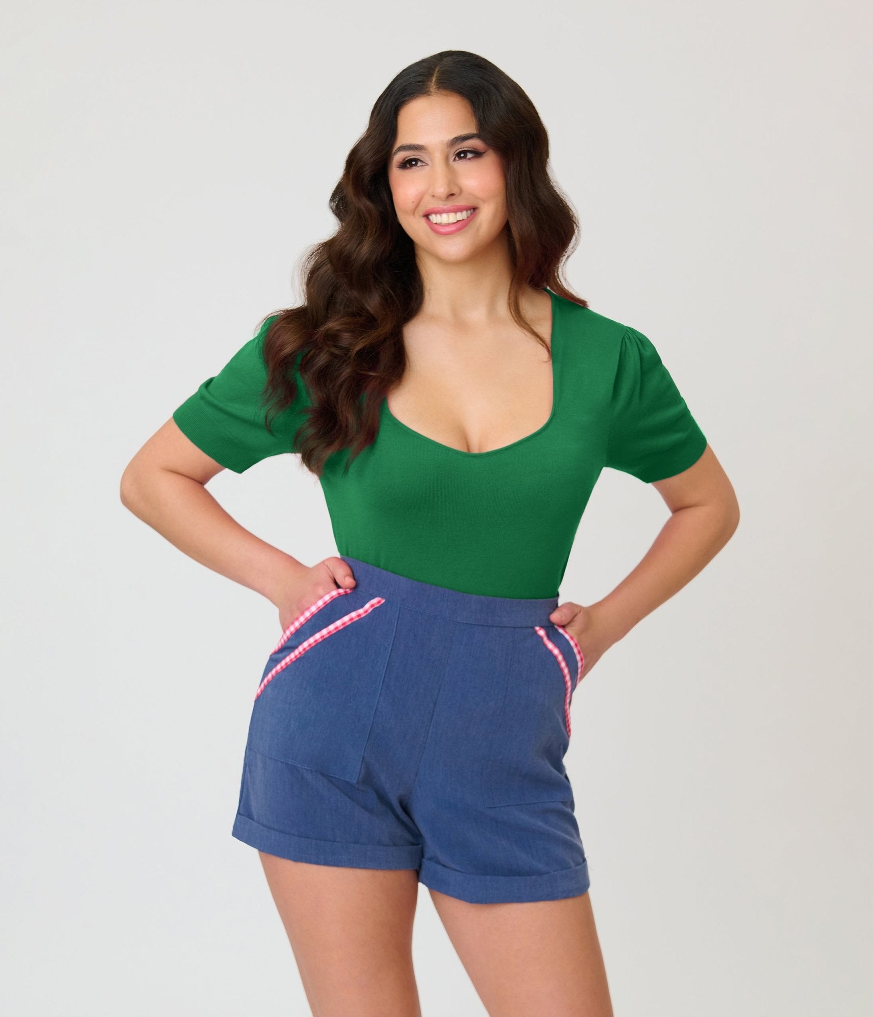 Unique Vintage Green Short Sleeve Sweater - Unique Vintage - Womens, TOPS, SWEATERS