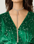 Unique Vintage Green & Silver Stars Velvet Wrap Midi Dress - Unique Vintage - Womens, DRESSES, MIDI