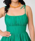 Unique Vintage Green Sleeveless Cotton Swing Dress - Unique Vintage - Womens, DRESSES, SWING