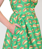 Unique Vintage Green Taco Print Swing Dress - Unique Vintage - Womens, DRESSES, SWING