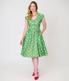 Unique Vintage Green Taco Print Swing Dress - Unique Vintage - Womens, DRESSES, SWING