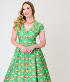 Unique Vintage Green Taco Print Swing Dress - Unique Vintage - Womens, DRESSES, SWING