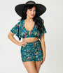 Unique Vintage Green Tiger Print Alice Swim Skirt