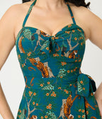 Unique Vintage Green & Tiger Print Leilani Sarong Dress - Unique Vintage - Womens, DRESSES, WIGGLE
