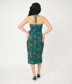Unique Vintage Green & Tiger Print Leilani Sarong Dress - Unique Vintage - Womens, DRESSES, WIGGLE