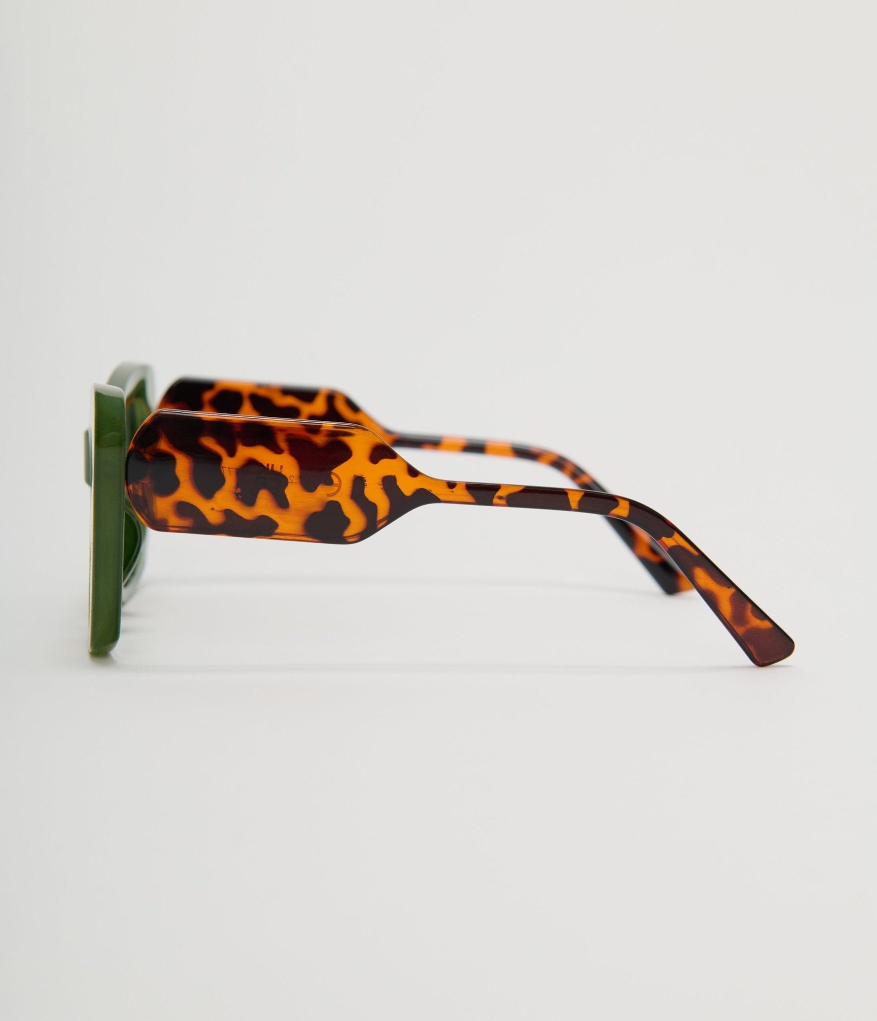 Unique Vintage Green & Tortoise Print Chunky Geometric Sunglasses - Unique Vintage - Womens, ACCESSORIES, SUNGLASSES