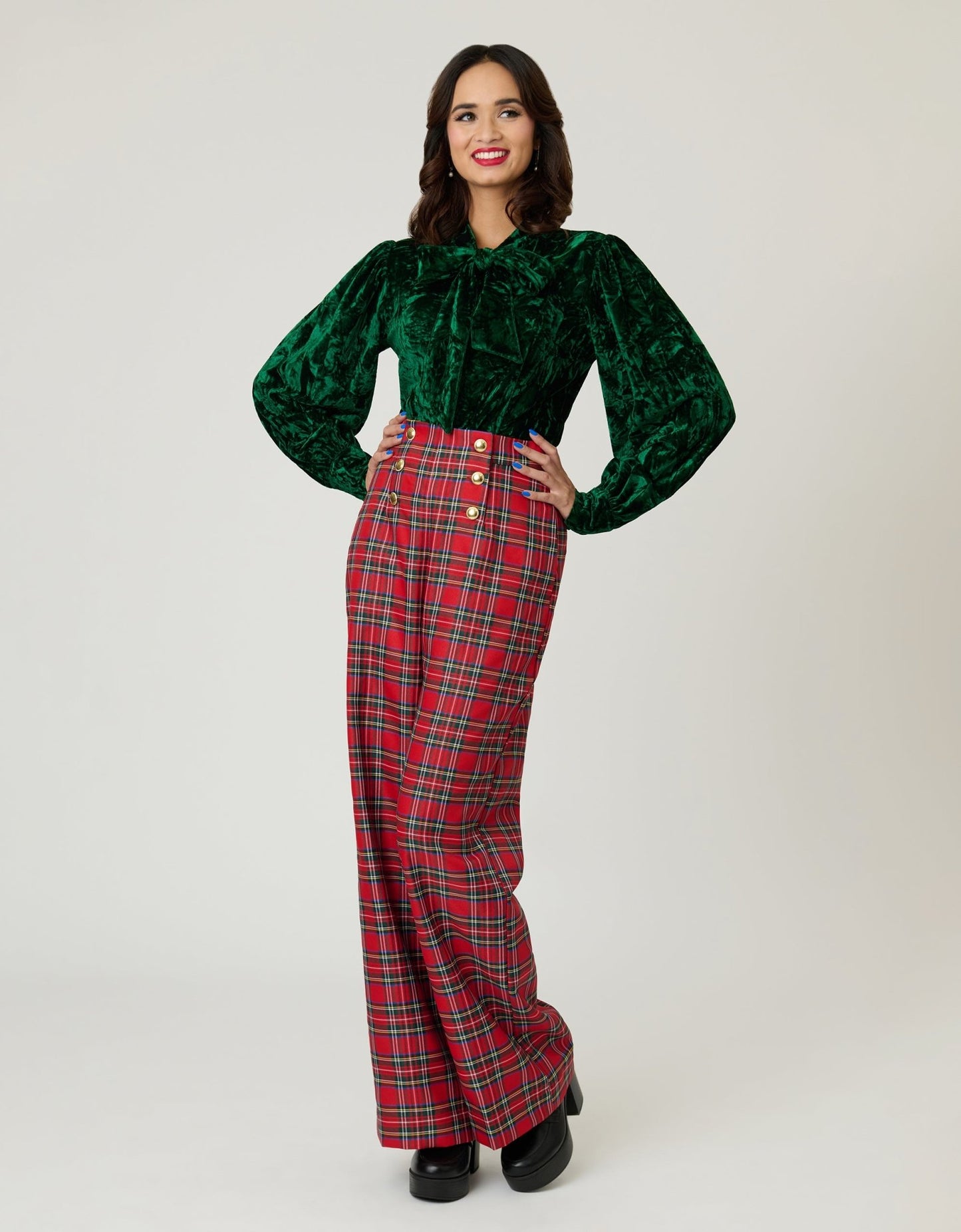 Unique Vintage Green Velvet Gwen Blouse - Unique Vintage - Womens, TOPS, WOVEN TOPS