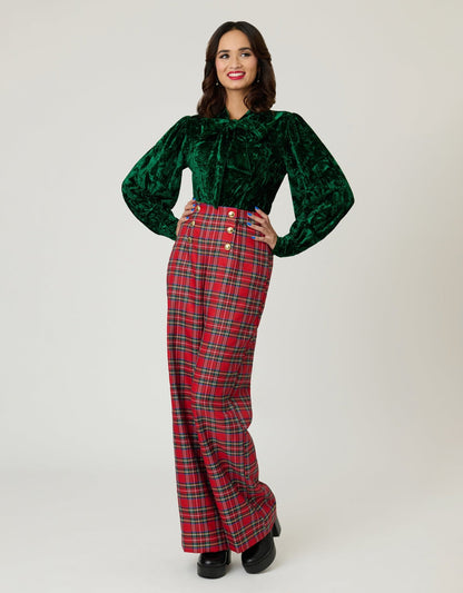 Unique Vintage Green Velvet Gwen Blouse - Unique Vintage - Womens, TOPS, WOVEN TOPS