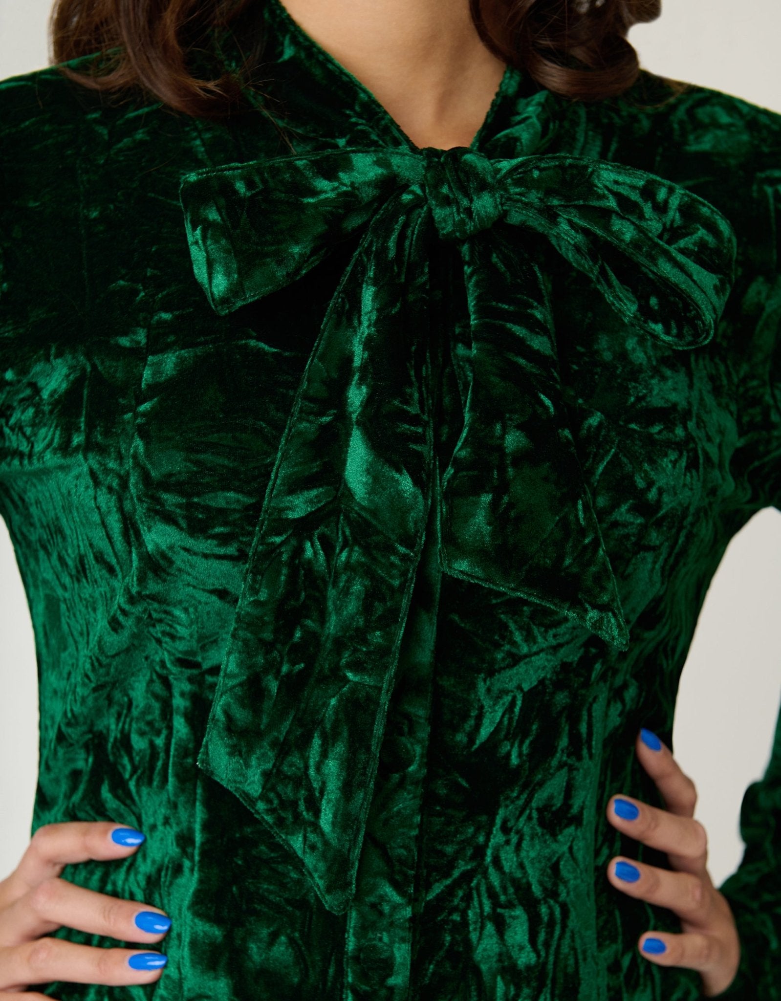 Unique Vintage Green Velvet Gwen Blouse - Unique Vintage - Womens, TOPS, WOVEN TOPS