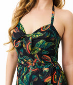 Unique Vintage Green Venus Fly Trap Leilani Sarong Dress - Unique Vintage - Womens, DRESSES, WIGGLE