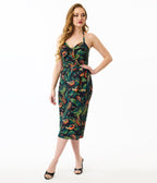 Unique Vintage Green Venus Fly Trap Leilani Sarong Dress - Unique Vintage - Womens, DRESSES, WIGGLE
