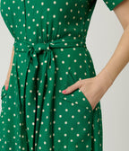 Unique Vintage Green & White Dot Flare Jumpsuit - Unique Vintage - Womens, BOTTOMS, ROMPERS AND JUMPSUITS