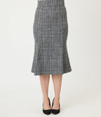 Unique Vintage Grey Tweed Tina Trumpet Skirt - Unique Vintage - Womens, BOTTOMS, SKIRTS