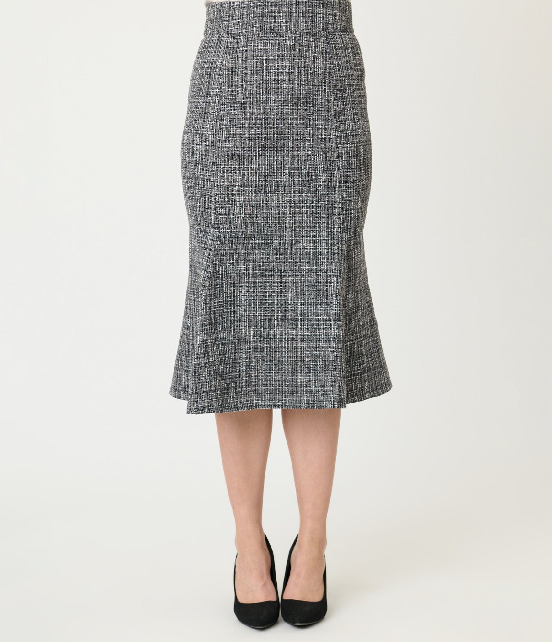 Unique Vintage Grey Tweed Tina Trumpet Skirt - Unique Vintage - Womens, BOTTOMS, SKIRTS