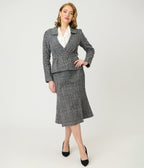 Unique Vintage Grey Tweed Tina Trumpet Skirt - Unique Vintage - Womens, BOTTOMS, SKIRTS