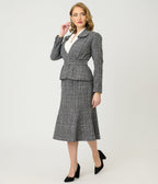 Unique Vintage Grey Tweed Tina Trumpet Skirt - Unique Vintage - Womens, BOTTOMS, SKIRTS