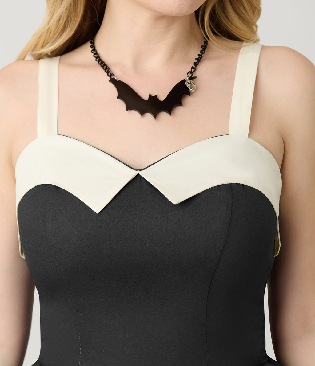 Unique Vintage Halloween Diamond Border Print Cotton Rachel Swing Dress - Unique Vintage - Womens, DRESSES, SWING