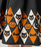 Unique Vintage Halloween Diamond Border Print Cotton Rachel Swing Dress - Unique Vintage - Womens, DRESSES, SWING